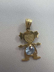 14k pendant little girl with stone