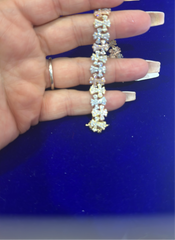 14k Bracelet 3 color stones cross 7” 14g