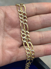 14k Necklace figaro style two tones 24”