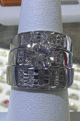 14k trio set wedding engagement white gold