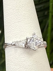 14k Ring engagement ring white gold with stones