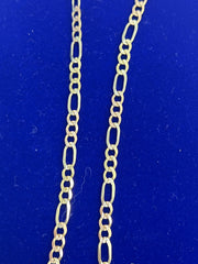 14k tri colored figaro necklace diamond cut chain 24” 14.2g