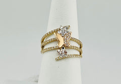 14k tri-colored ring with butterflies