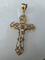 14k big cross pendant with jesus