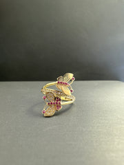 14k butterfly ring with pink stones