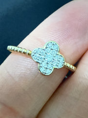 10k .13ct diamond flower yellow gold ladies ring