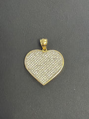 14k large stone heart pendant