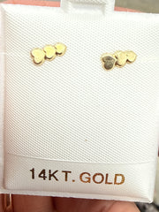 14k earrings triple heart Korean
