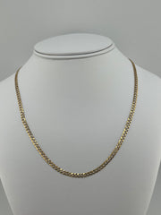 14k cuban style necklace 2 tones white pave diamond cut 20”