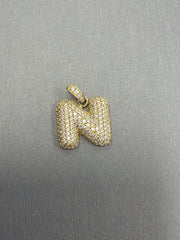 14k letter N pendant with Cz’s stones