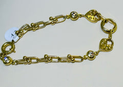 14k heart lock link bracelet
