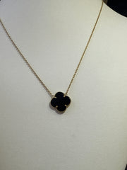 10k necklace clover black