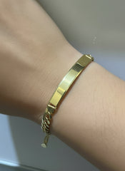14k bracelet cuban link ID plain 7mm 8”