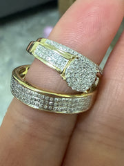 10k trio set wedding engagement diamond 0.25 ct