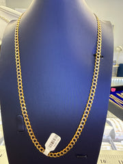 14k Necklace cuban style two tones 24” 19.76g 5.7mm