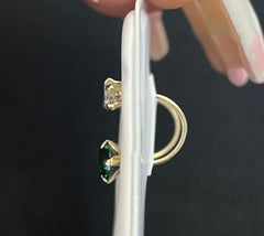 14k ladies medium colored stone and white stone earring
