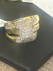 10k trio set wedding engagement 0.75ct