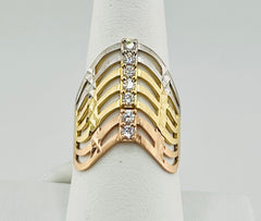 14k tri-colored ring with stones