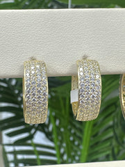 10k hoops small Huggies design stones all around