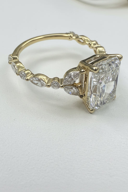 14k Square Diamond Engagement ring lab diamond 3.65CT