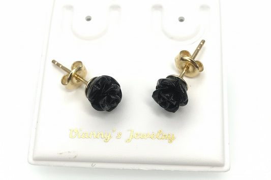10k black flower earrings