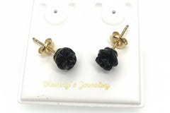 10k black flower earrings