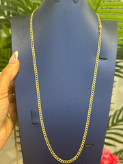 14k yellow gold cuban style white diamond cut necklace 24” 9.51g