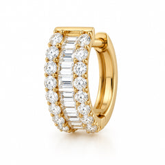 10k hoops small Huggies with diamonds .5ct