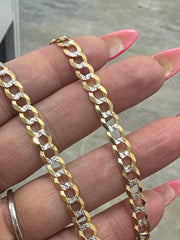 14k Necklace cuban style two tones 24” 19.76g 5.7mm
