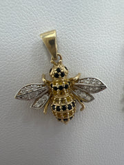 14k 2 colored bee pendant w/ stones