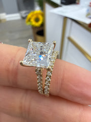 14k diamond . duo set engagement rings wedding square