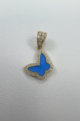 14k blue and gold butterfly pendant w/stones