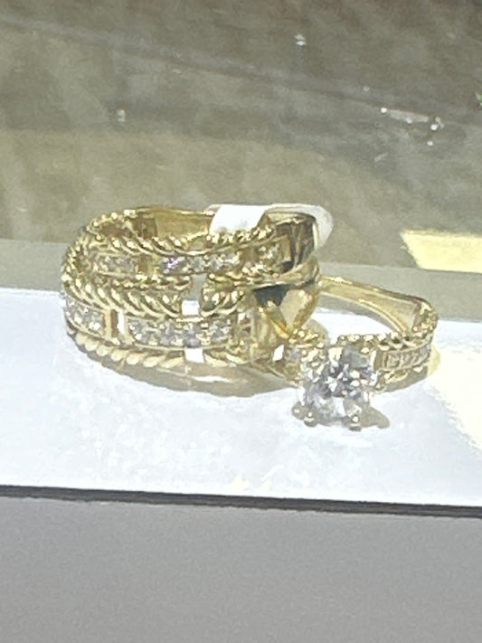 14k trio set wedding engagement