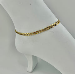 14k Anklet cuban style white pave 10” long story