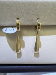 14k hanging triangle earring