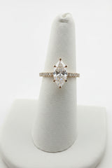 14k LADIES ENGAGEMENT RING 1.75ct plus 1.50ct on the band marquee’s stone shape DIAMOND with certificate