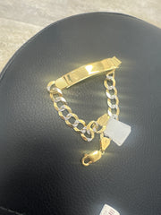 14k bracelet cuban link 12mm with plate and diamond cut 8”