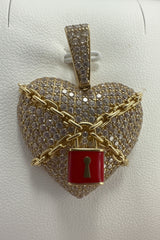 14k locked heart pendant w/ stones