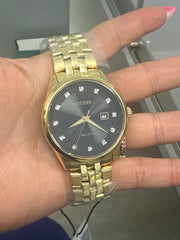 Citizen watch ECO drive CRYS 3 hand date blck