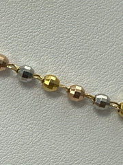 14k Rosary 3 color gold rosary rosario 24” necklace