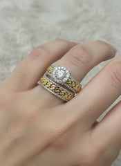 10k trio set wedding engagement 1.00ct natural diamond