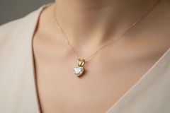 14k medalla pendant heart diamond stone 1.50CT