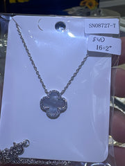 Silver 925 necklace clover white