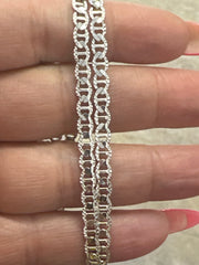 14k Necklace gucci style diamond cut white gold 24” 4mm