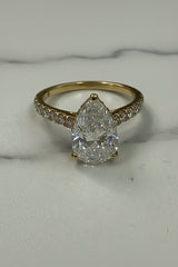 14k Diamond Engagement ring lab pear shape lab grown diamond 2.5ct