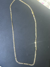 14k Necklace figaro style 2 tones 18” 2.3mm