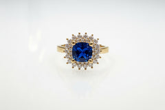 10k ring yellow gold blue stone