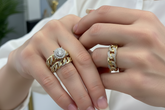 14k diamond .75ct trio set engagement rings wedding