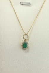 14k necklace Emerald & Cross .03ct style 17”