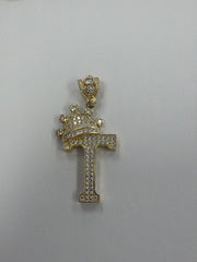 14k letter T pendant with Cz’s stones